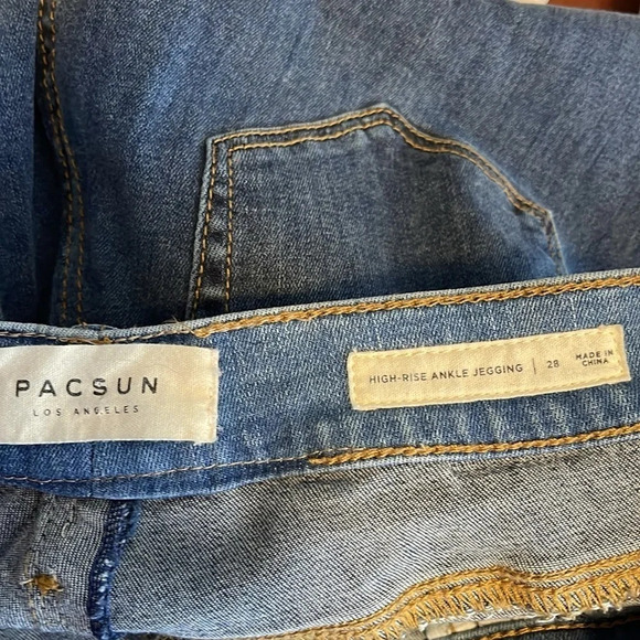 PACSUN Two Tone High-Rise Ankle Jegging Jeans Light/Medium Wash Denim Baddie 28 - Picture 7 of 10